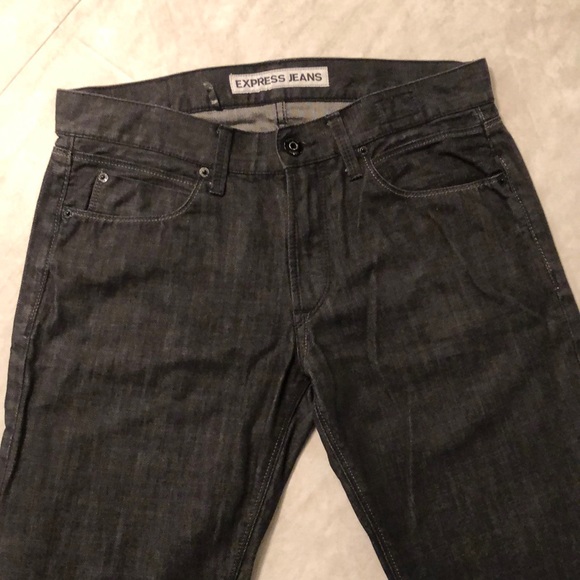 Express Men's Slim Fit Straight Leg 5 Pockets Black Jeans Size 32X34 - Picture 5 of 12